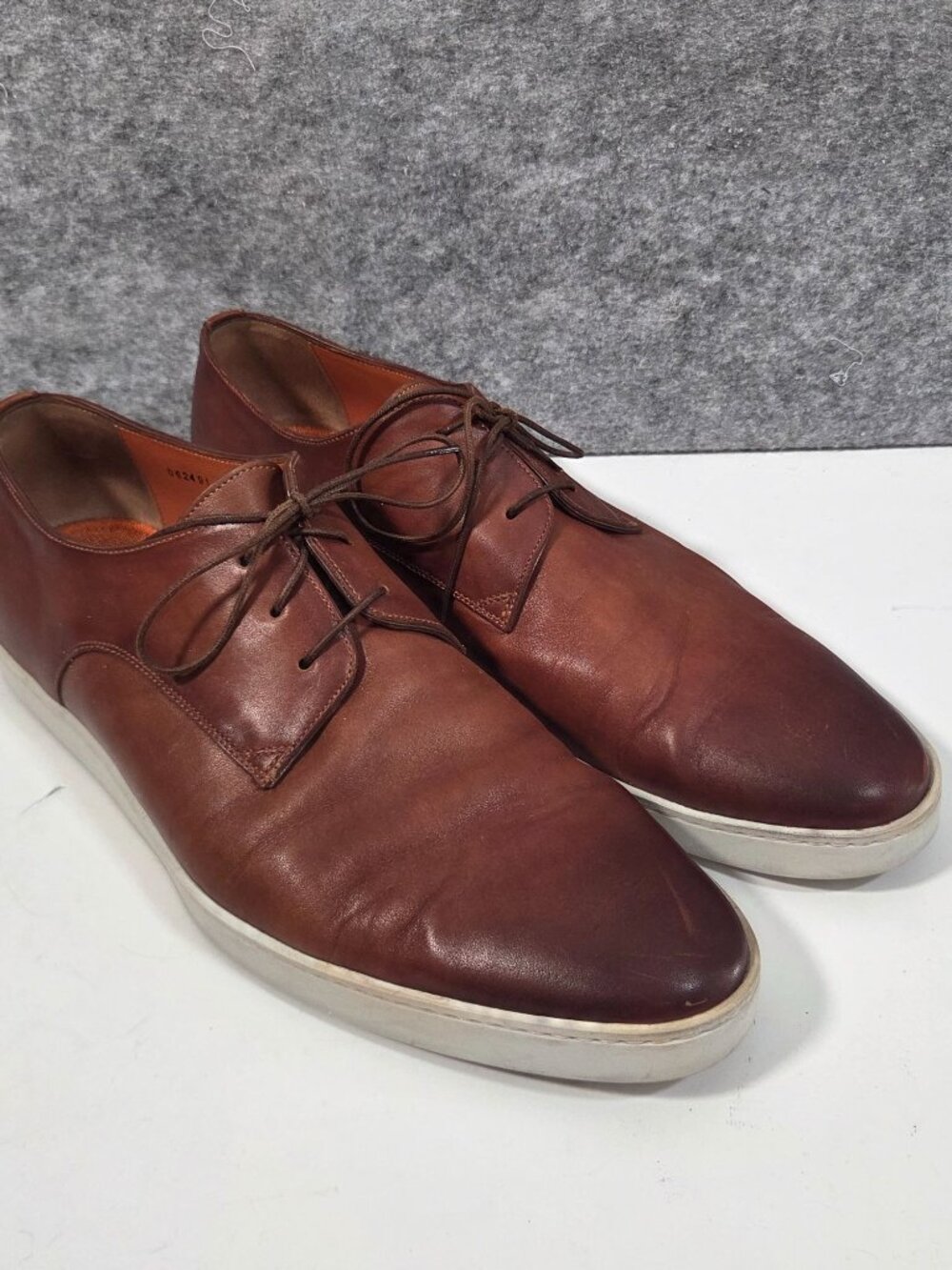 Santoni Leather Sneakers Men’s 10.5 Brown Italian Luxury Derby Shoes